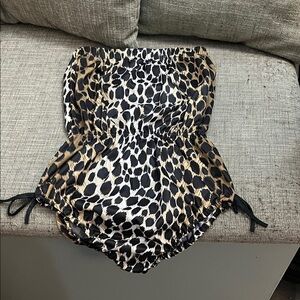 Leopard Print Strapless Romper